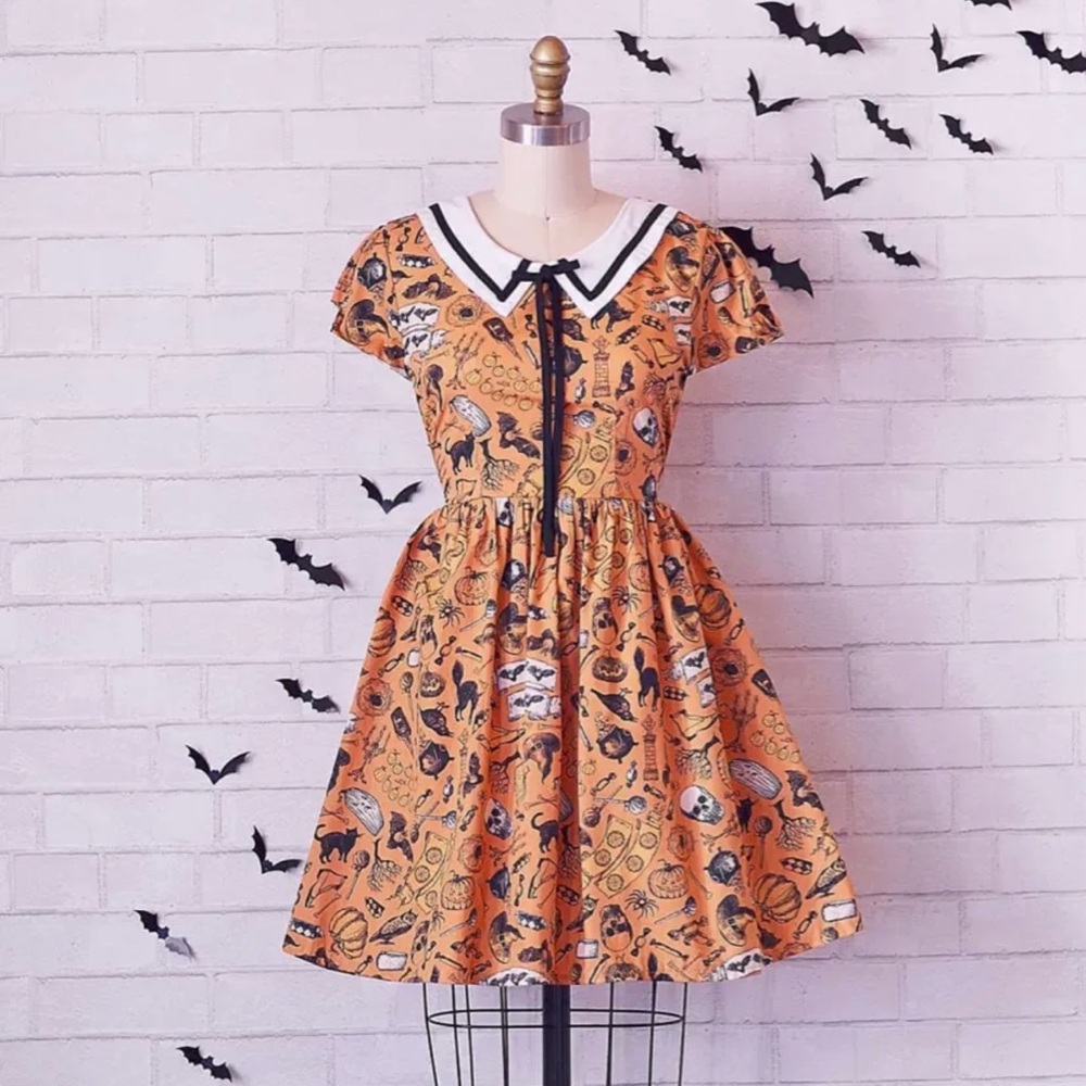 Orange Halloween-Themed Dress